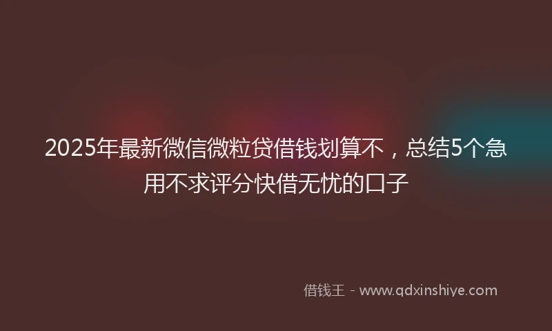 2025年最新微信微粒贷借钱划算不，总结5个急用不求评分快借无忧的口子