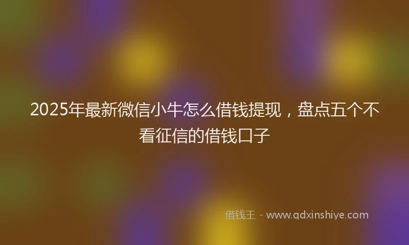 2025年最新微信小牛怎么借钱提现，盘点五个不看征信的借钱口子