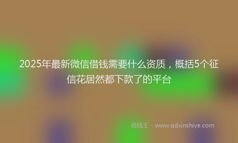 2025年最新微信借钱需要什么资质，概括5个征信花居然都下款了的平台