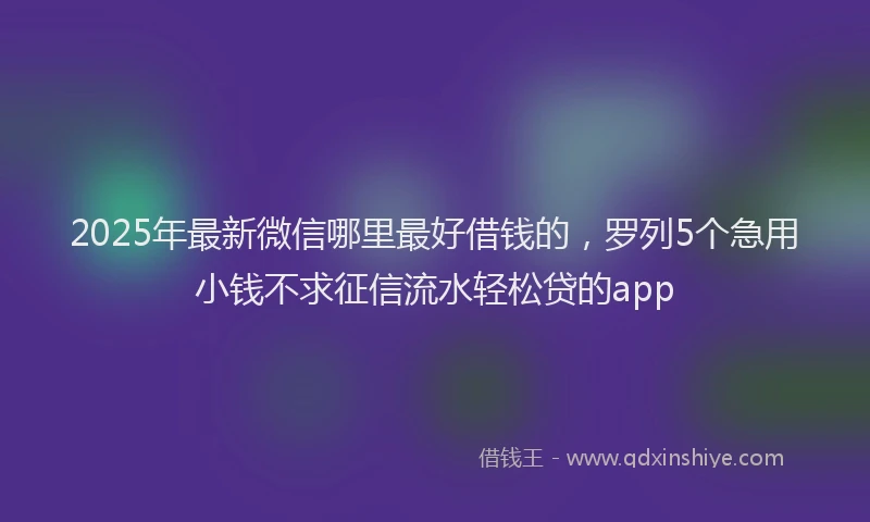 2025年最新微信哪里最好借钱的，罗列5个急用小钱不求征信流水轻松贷的app