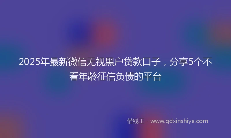 2025年最新微信无视黑户贷款口子，分享5个不看年龄征信负债的平台