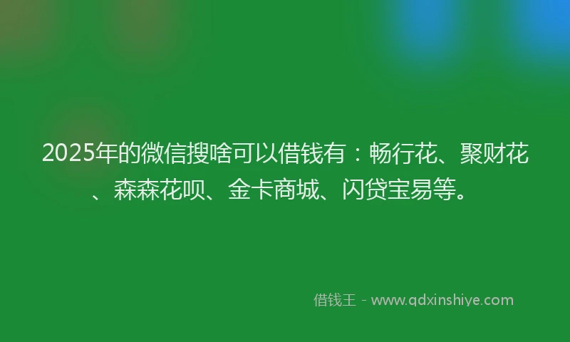 2025年的微信搜啥可以借钱有：畅行花、聚财花、森森花呗、金卡商城、闪贷宝易等。