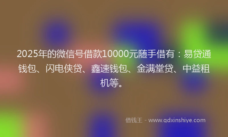 2025年的微信号借款10000元随手借有：易贷通钱包、闪电侠贷、鑫速钱包、金满堂贷、中益租机等。
