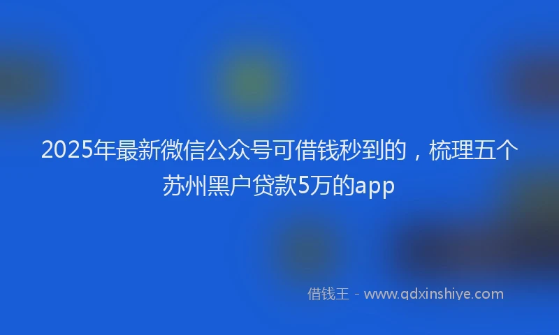 2025年最新微信公众号可借钱秒到的，梳理五个苏州黑户贷款5万的app