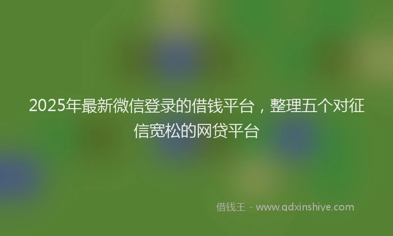 2025年最新微信登录的借钱平台，整理五个对征信宽松的网贷平台