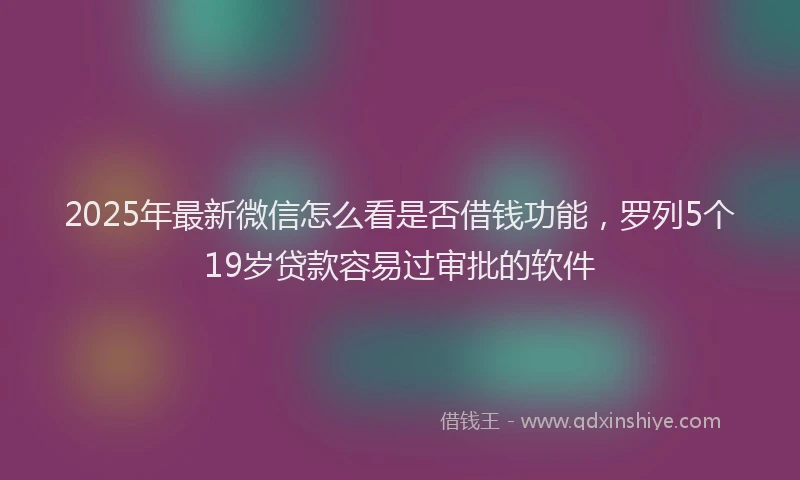 2025年最新微信怎么看是否借钱功能，罗列5个19岁贷款容易过审批的软件