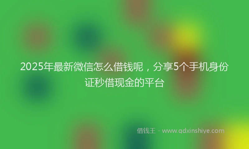 2025年最新微信怎么借钱呢，分享5个手机身份证秒借现金的平台