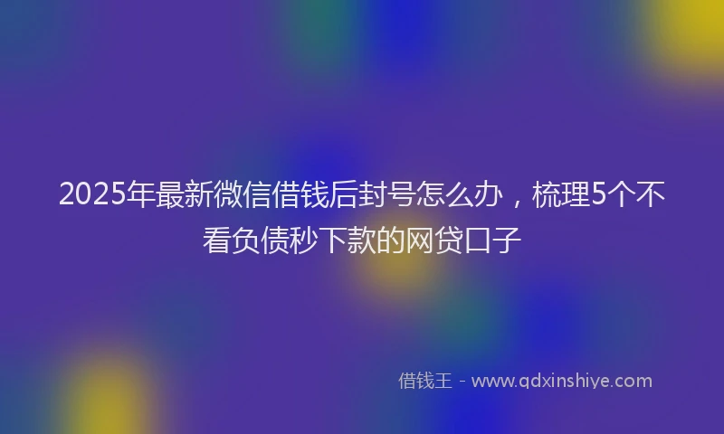 2025年最新微信借钱后封号怎么办，梳理5个不看负债秒下款的网贷口子