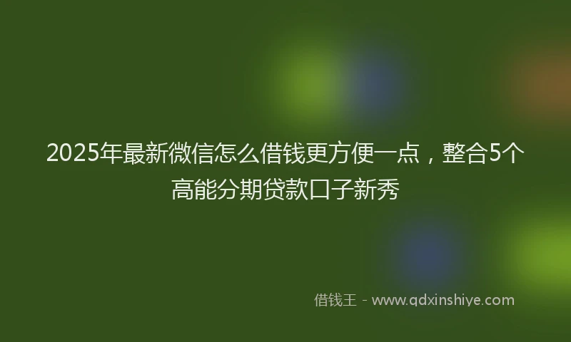 2025年最新微信怎么借钱更方便一点，整合5个高能分期贷款口子新秀