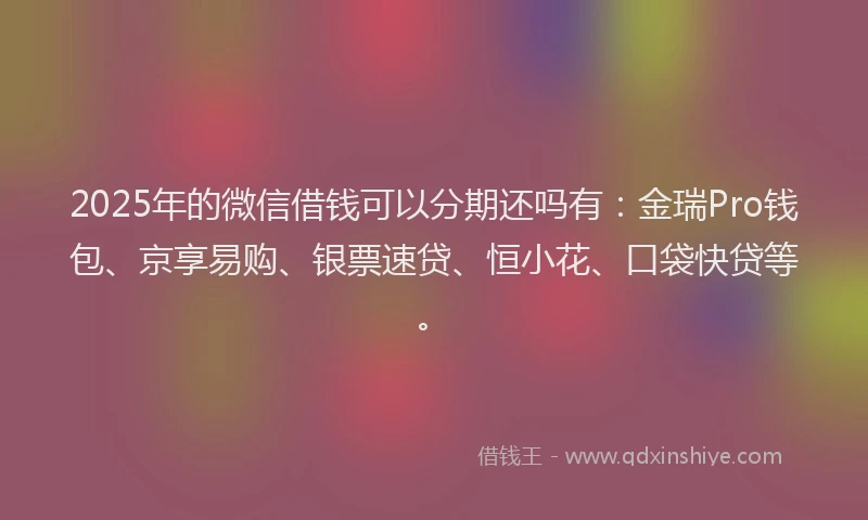 2025年的微信借钱可以分期还吗有：金瑞Pro钱包、京享易购、银票速贷、恒小花、口袋快贷等。