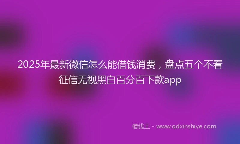 2025年最新微信怎么能借钱消费，盘点五个不看征信无视黑白百分百下款app