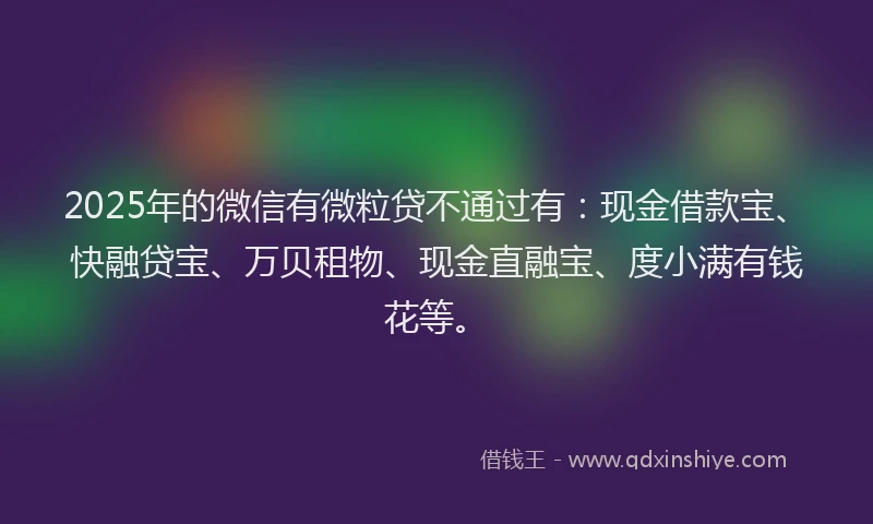 2025年的微信有微粒贷不通过有：现金借款宝、快融贷宝、万贝租物、现金直融宝、度小满有钱花等。