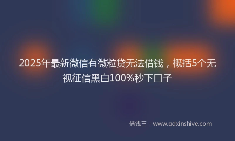 2025年最新微信有微粒贷无法借钱，概括5个无视征信黑白100%秒下口子