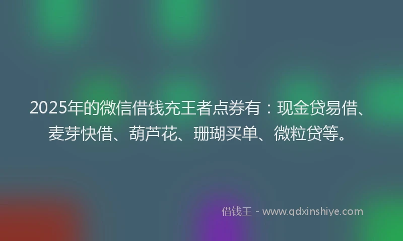 2025年的微信借钱充王者点券有：现金贷易借、麦芽快借、葫芦花、珊瑚买单、微粒贷等。
