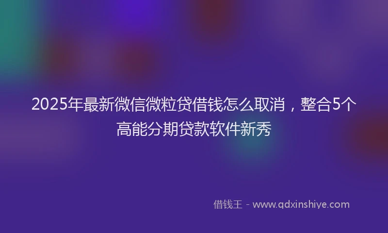 2025年最新微信微粒贷借钱怎么取消，整合5个高能分期贷款软件新秀