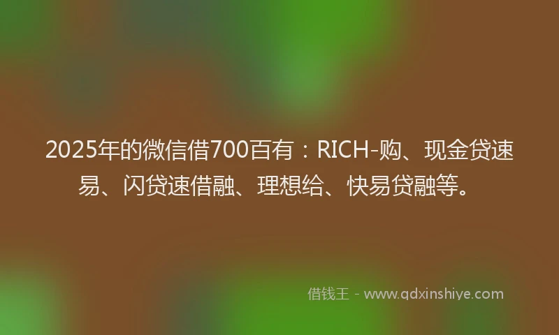 2025年的微信借700百有：RICH-购、现金贷速易、闪贷速借融、理想给、快易贷融等。