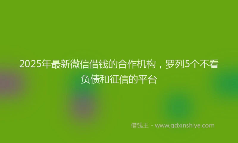 2025年最新微信借钱的合作机构，罗列5个不看负债和征信的平台