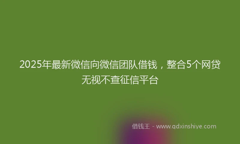 2025年最新微信向微信团队借钱，整合5个网贷无视不查征信平台