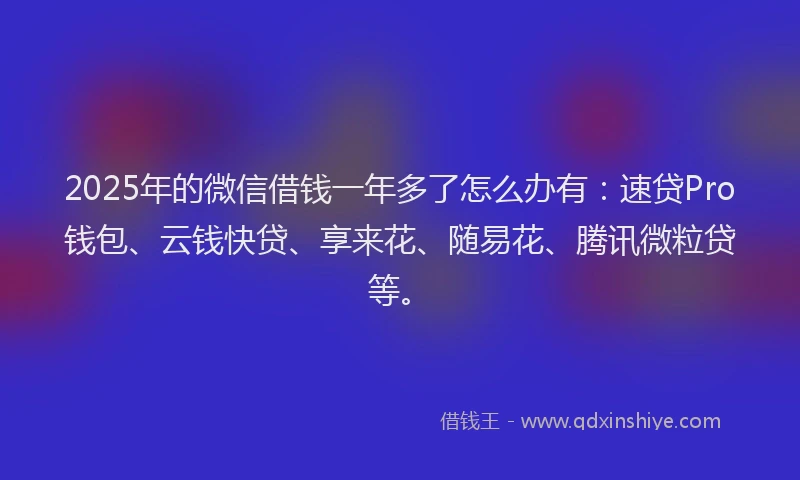 2025年的微信借钱一年多了怎么办有：速贷Pro钱包、云钱快贷、享来花、随易花、腾讯微粒贷等。