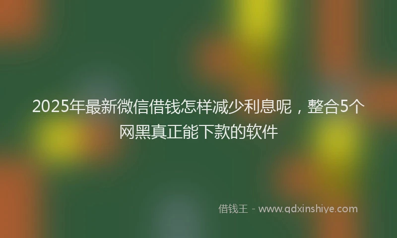 2025年最新微信借钱怎样减少利息呢，整合5个网黑真正能下款的软件