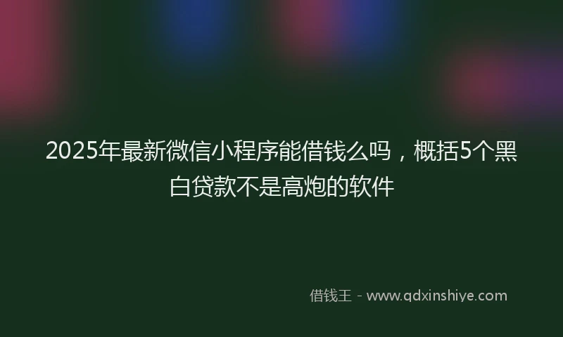 2025年最新微信小程序能借钱么吗，概括5个黑白贷款不是高炮的软件