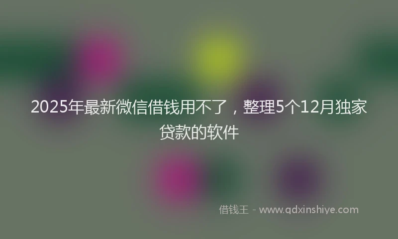 2025年最新微信借钱用不了，整理5个12月独家贷款的软件