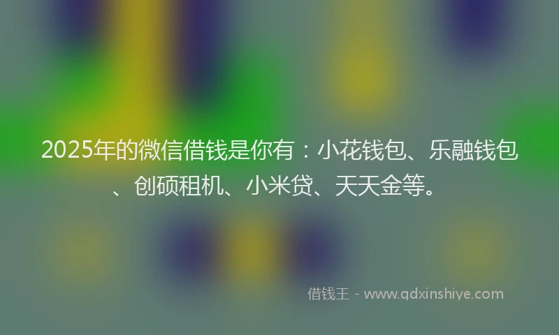 2025年的微信借钱是你有：小花钱包、乐融钱包、创硕租机、小米贷、天天金等。