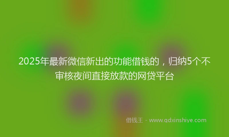 2025年最新微信新出的功能借钱的，归纳5个不审核夜间直接放款的网贷平台