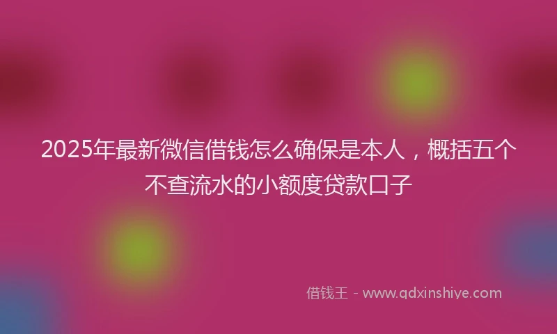 2025年最新微信借钱怎么确保是本人，概括五个不查流水的小额度贷款口子