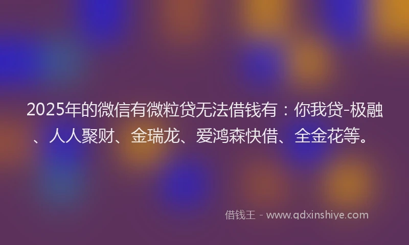 2025年的微信有微粒贷无法借钱有：你我贷-极融、人人聚财、金瑞龙、爱鸿森快借、全金花等。