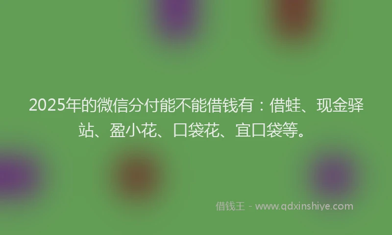 2025年的微信分付能不能借钱有：借蛙、现金驿站、盈小花、口袋花、宜口袋等。