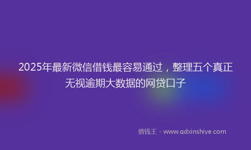 2025年最新微信借钱最容易通过，整理五个真正无视逾期大数据的网贷口子