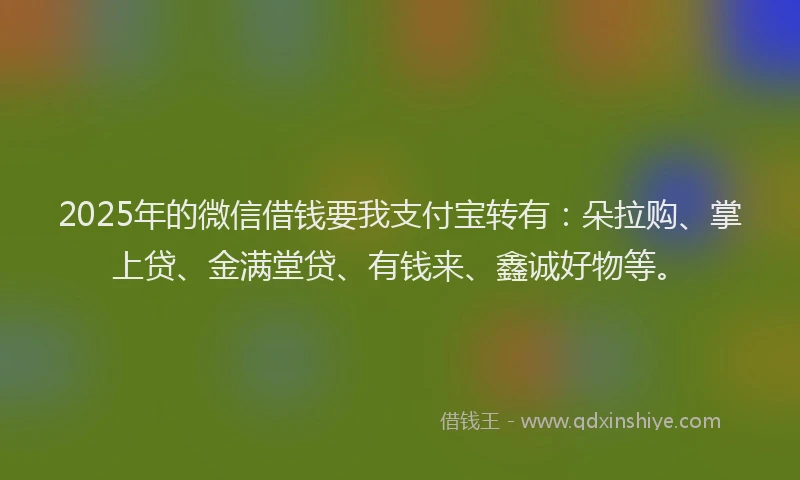 2025年的微信借钱要我支付宝转有：朵拉购、掌上贷、金满堂贷、有钱来、鑫诚好物等。