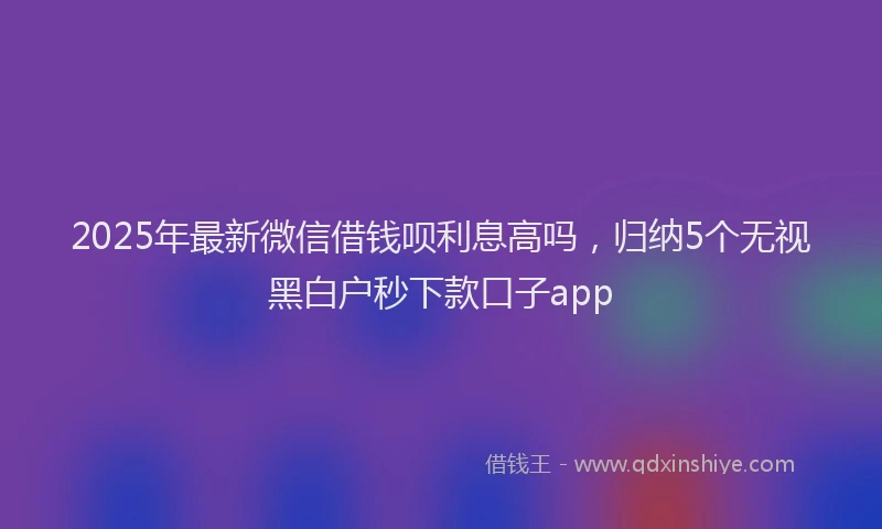 2025年最新微信借钱呗利息高吗，归纳5个无视黑白户秒下款口子app