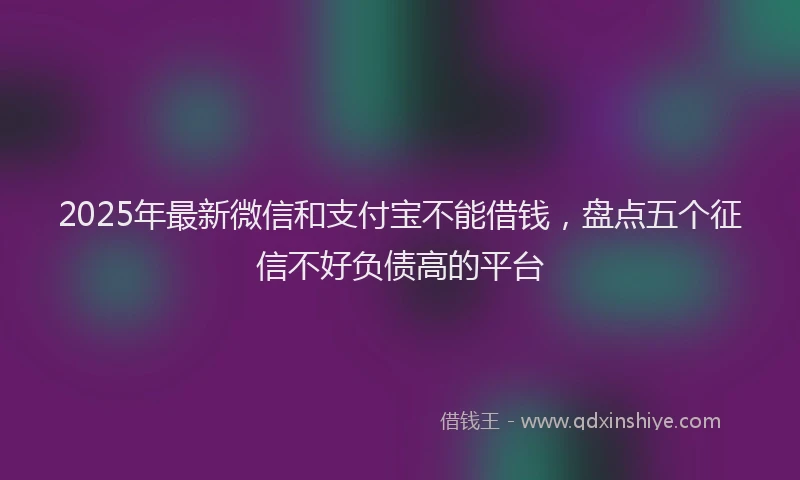 2025年最新微信和支付宝不能借钱，盘点五个征信不好负债高的平台