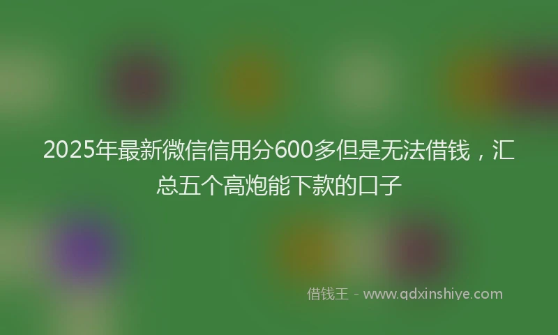 2025年最新微信信用分600多但是无法借钱，汇总五个高炮能下款的口子