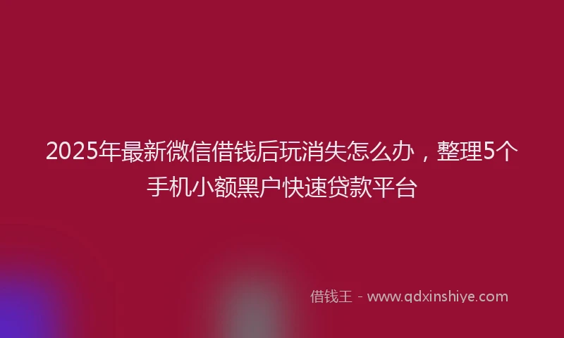 2025年最新微信借钱后玩消失怎么办，整理5个手机小额黑户快速贷款平台