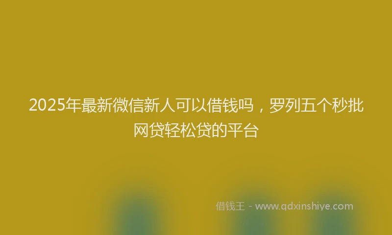 2025年最新微信新人可以借钱吗，罗列五个秒批网贷轻松贷的平台