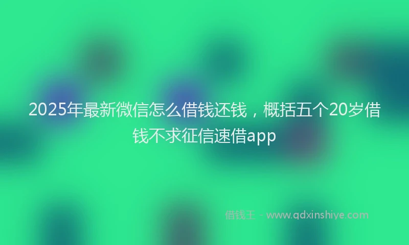 2025年最新微信怎么借钱还钱，概括五个20岁借钱不求征信速借app