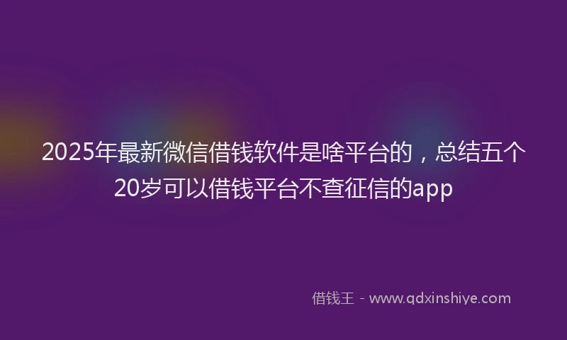 2025年最新微信借钱软件是啥平台的，总结五个20岁可以借钱平台不查征信的app