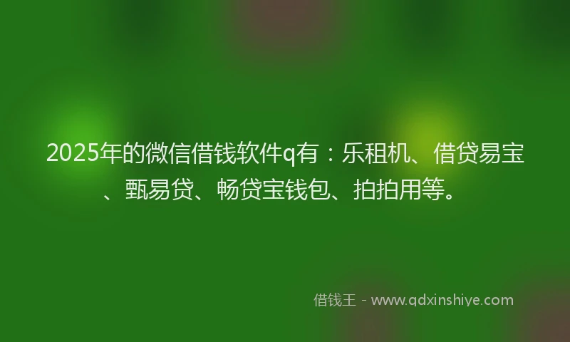 2025年的微信借钱软件q有：乐租机、借贷易宝、甄易贷、畅贷宝钱包、拍拍用等。