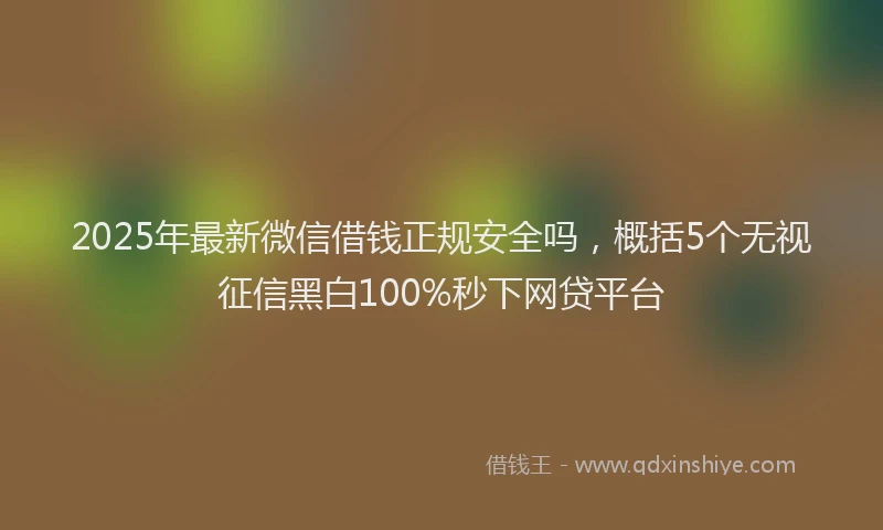 2025年最新微信借钱正规安全吗，概括5个无视征信黑白100%秒下网贷平台