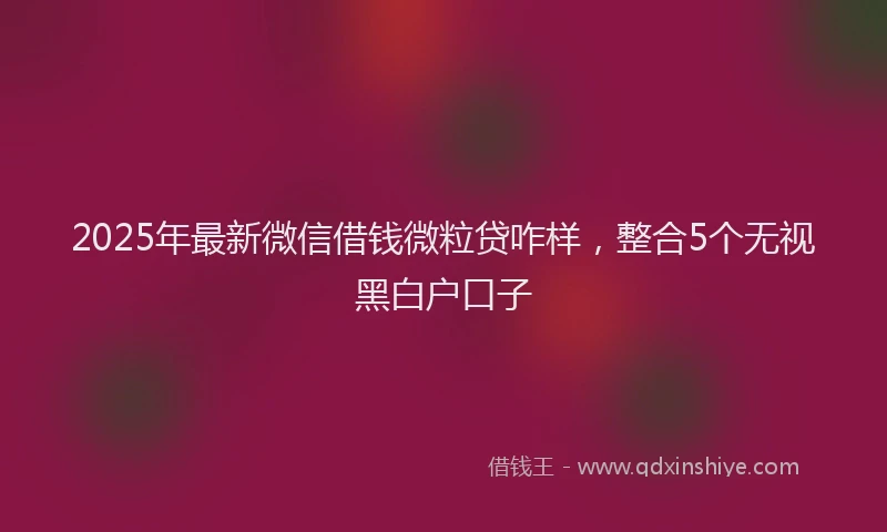 2025年最新微信借钱微粒贷咋样，整合5个无视黑白户口子