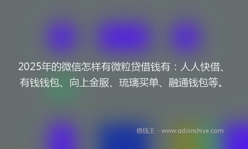 2025年的微信怎样有微粒贷借钱有：人人快借、有钱钱包、向上金服、琉璃买单、融通钱包等。
