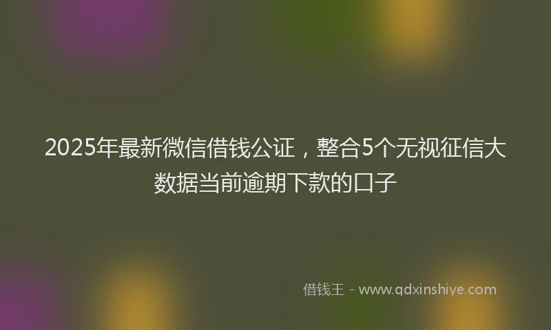 2025年最新微信借钱公证，整合5个无视征信大数据当前逾期下款的口子