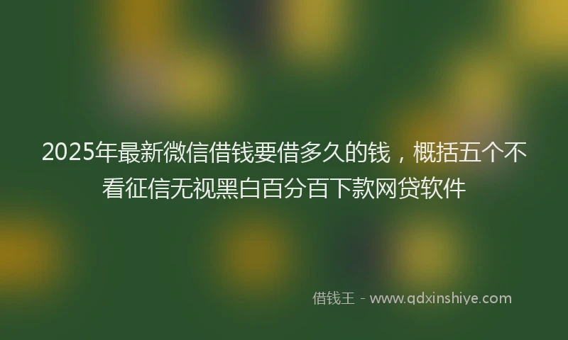 2025年最新微信借钱要借多久的钱，概括五个不看征信无视黑白百分百下款网贷软件