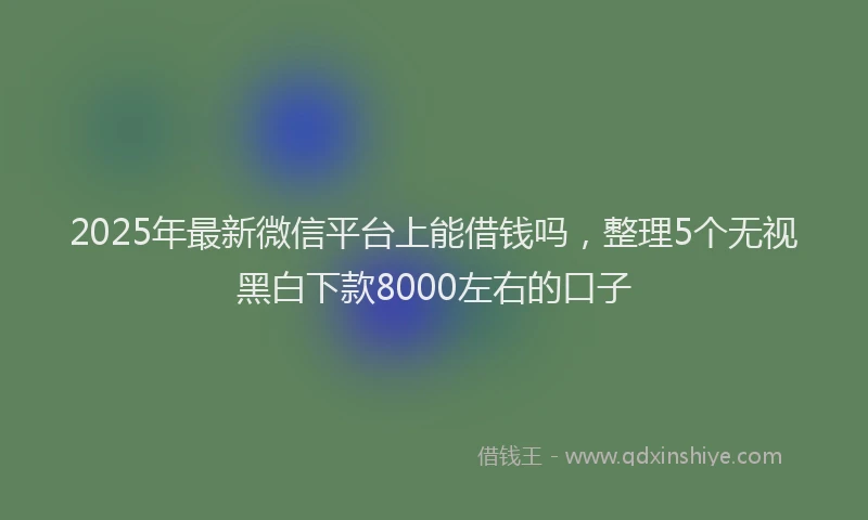2025年最新微信平台上能借钱吗，整理5个无视黑白下款8000左右的口子