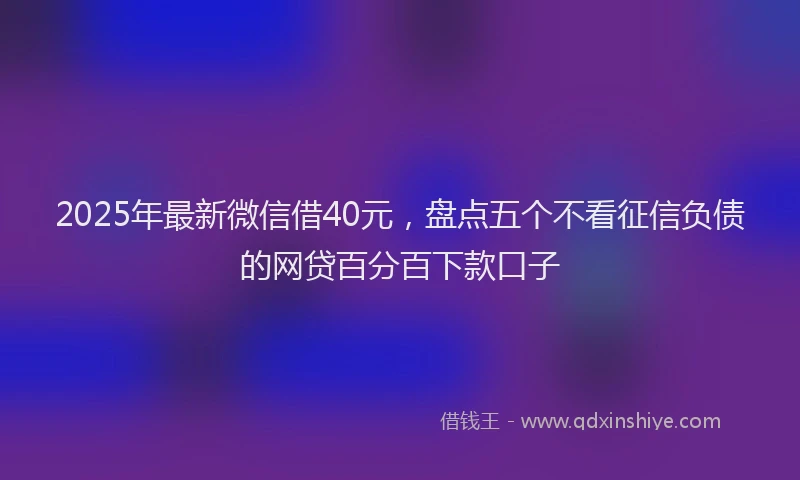 2025年最新微信借40元，盘点五个不看征信负债的网贷百分百下款口子