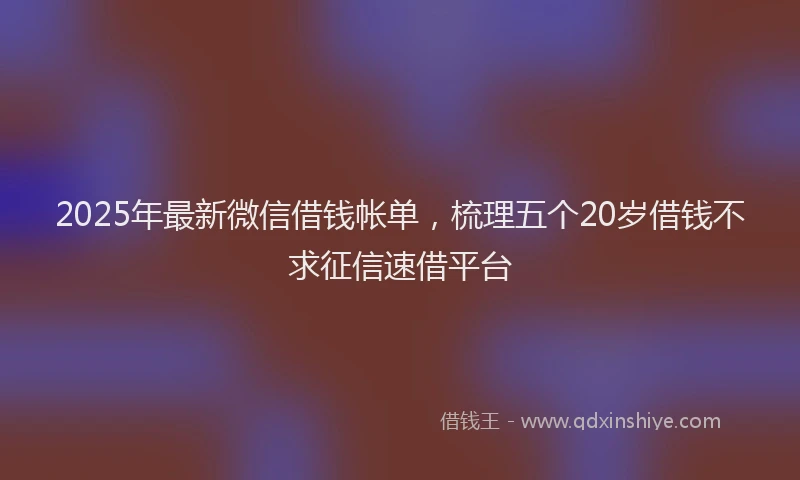 2025年最新微信借钱帐单，梳理五个20岁借钱不求征信速借平台