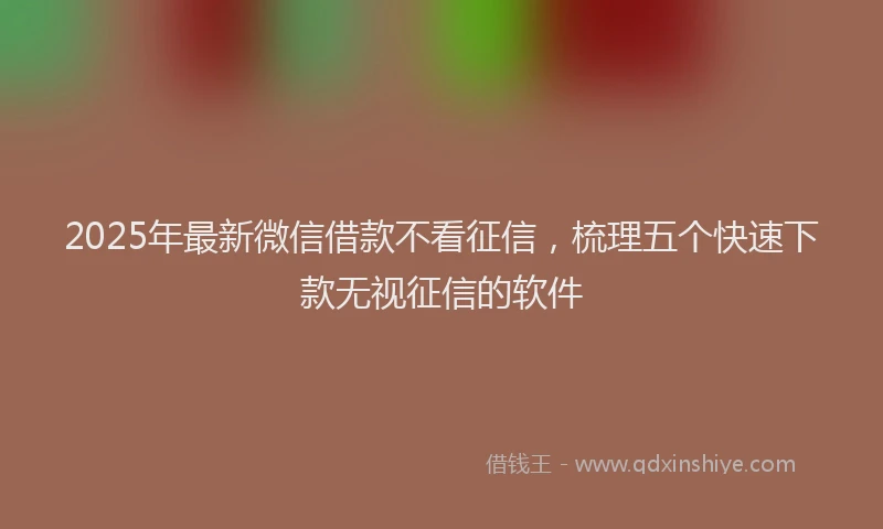 2025年最新微信借款不看征信，梳理五个快速下款无视征信的软件